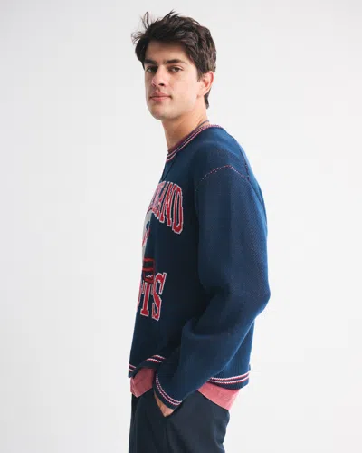 Abercrombie & Fitch New England Patriots Crew Sweater In Blue