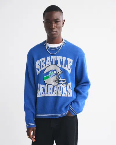 Abercrombie & Fitch Seattle Seahawks Crew Sweater In Black