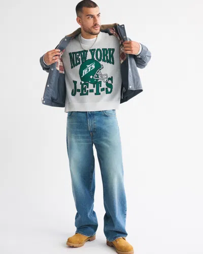 Abercrombie & Fitch New York Jets Crew Sweater In Blue