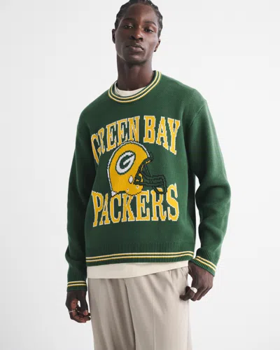 Abercrombie & Fitch Green Bay Packers Crew Sweater In Green