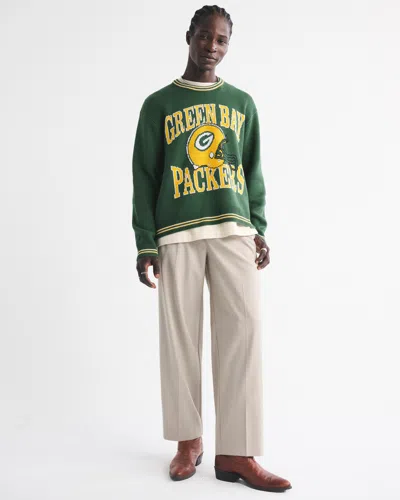 Abercrombie & Fitch Green Bay Packers Crew Sweater In Green