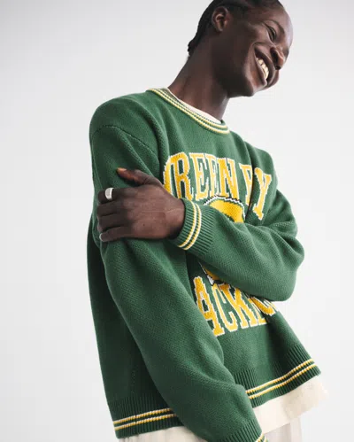 Abercrombie & Fitch Green Bay Packers Crew Sweater In Green