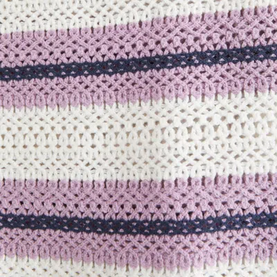 Abercrombie & Fitch Crochet-style Striped Button-through Sweater Polo In Black