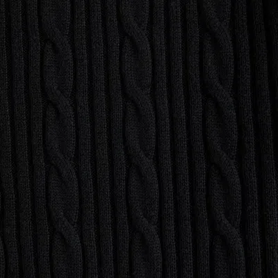 Abercrombie & Fitch Merino Wool-blend Cable Crew Sweater In Black