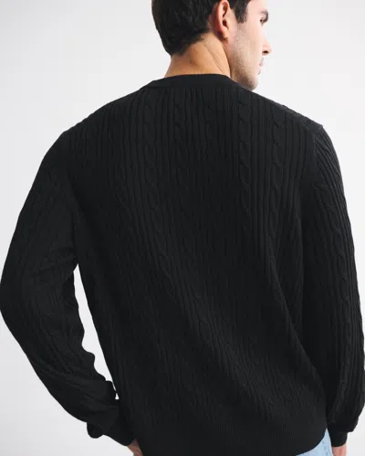 Abercrombie & Fitch Merino Wool-blend Cable Crew Sweater In Black