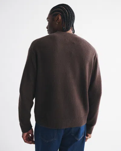 Abercrombie & Fitch Oversized Western Graphic Crew Sweater In Brown