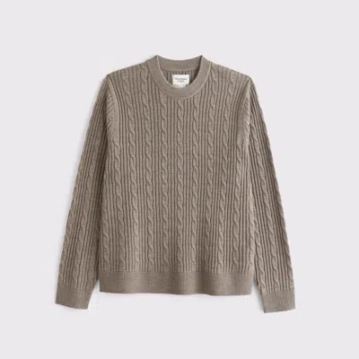 Abercrombie & Fitch Merino Wool-blend Cable Crew Sweater In Brown