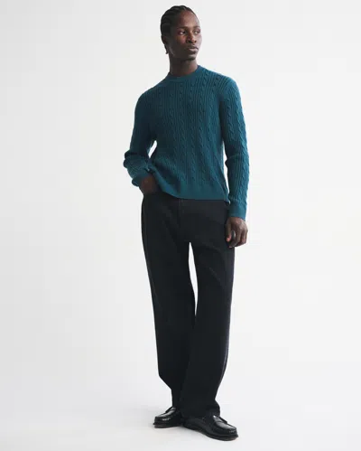 Abercrombie & Fitch Merino Wool-blend Cable Crew Sweater In Blue