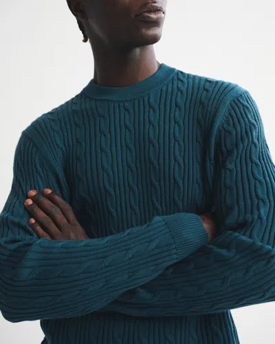 Abercrombie & Fitch Merino Wool-blend Cable Crew Sweater In Blue