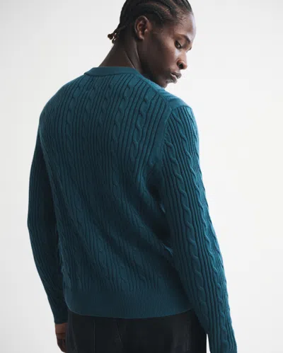 Abercrombie & Fitch Merino Wool-blend Cable Crew Sweater In Blue