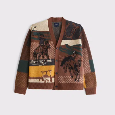 Abercrombie & Fitch Western Graphic Cardigan In Blue