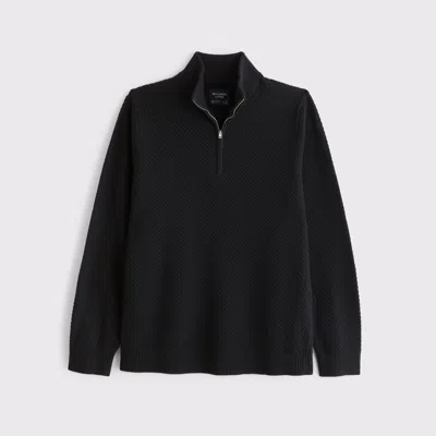 Abercrombie & Fitch Cable Quarter-zip Sweater In Black