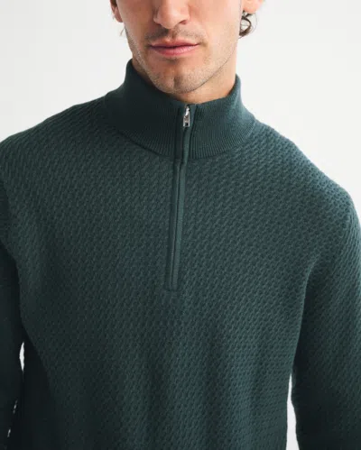 Abercrombie & Fitch Cable Quarter-zip Sweater In Green
