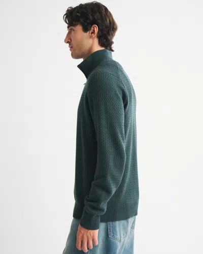 Abercrombie & Fitch Cable Quarter-zip Sweater In Green