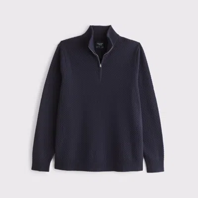 Abercrombie & Fitch Cable Quarter-zip Sweater In Blue