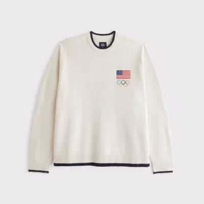 Abercrombie & Fitch Oversized Olympics Graphic Crew Sweater In Brown