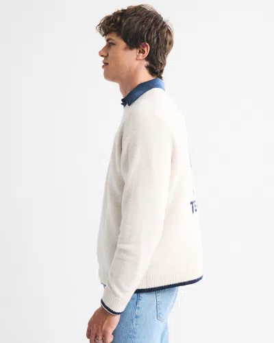 Abercrombie & Fitch Oversized Olympics Graphic Crew Sweater In Brown