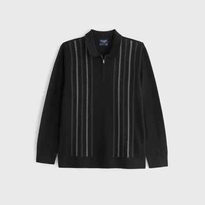 Abercrombie & Fitch Long-sleeve Zip Sweater Polo In Black