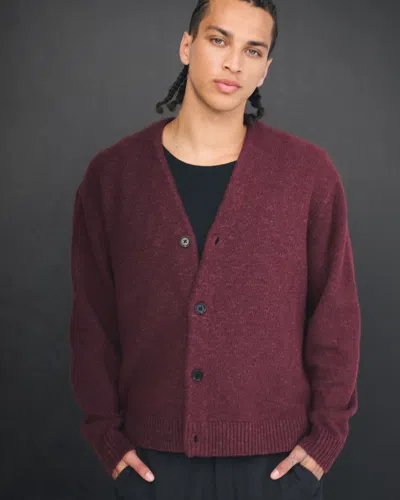 Abercrombie & Fitch Stitched Cardigan In Burgundy