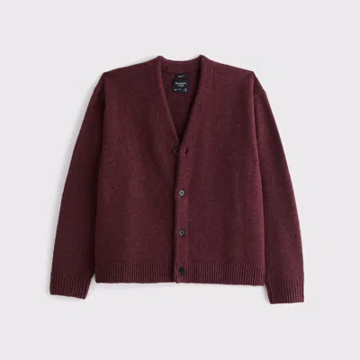 Abercrombie & Fitch Stitched Cardigan In Burgundy