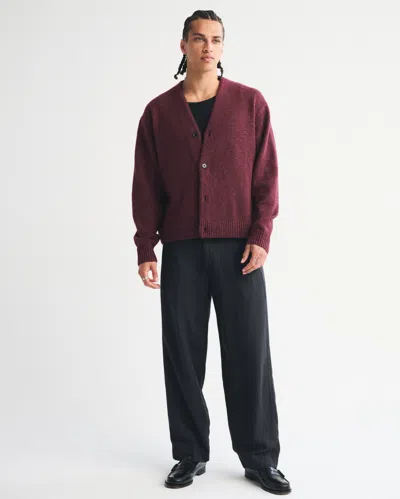 Abercrombie & Fitch Stitched Cardigan In Burgundy