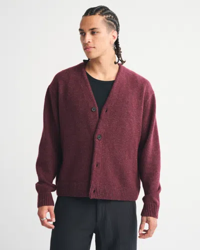 Abercrombie & Fitch Stitched Cardigan In Burgundy