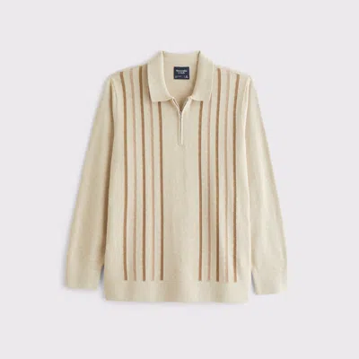 Abercrombie & Fitch Long-sleeve Zip Sweater Polo In Brown