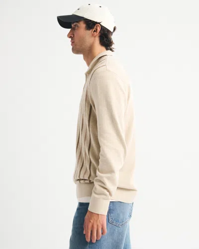 Abercrombie & Fitch Long-sleeve Zip Sweater Polo In Brown