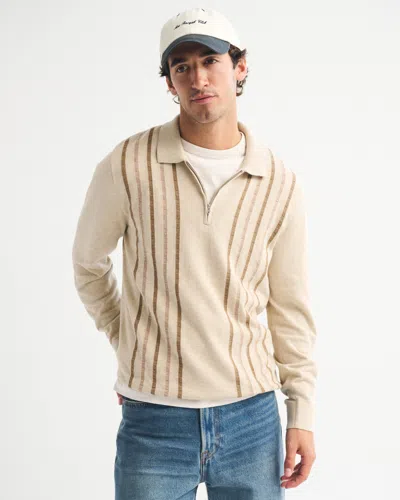 Abercrombie & Fitch Long-sleeve Zip Sweater Polo In Brown