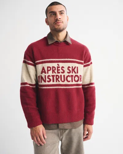 Abercrombie & Fitch Oversized Ski Graphic Crew Sweater In Brown