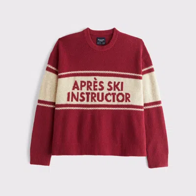 Abercrombie & Fitch Oversized Ski Graphic Crew Sweater In Brown