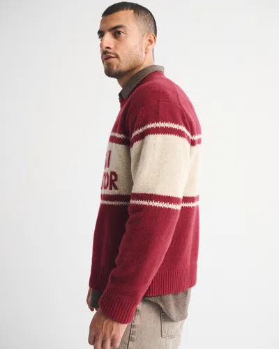 Abercrombie & Fitch Oversized Ski Graphic Crew Sweater In Brown