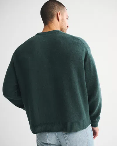 Abercrombie & Fitch Oversized Holiday Graphic Crew Sweater In Green