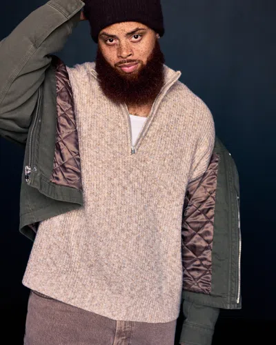 Abercrombie & Fitch A&f Essential Half-zip Sweater In Neutral