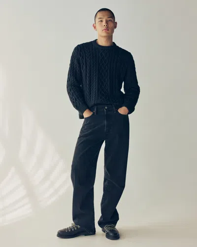 Abercrombie & Fitch Oversized Cable Crew Sweater In Black