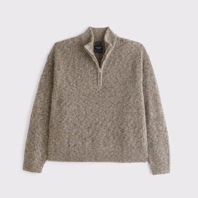 Abercrombie & Fitch A&f Essential Half-zip Sweater In Brown