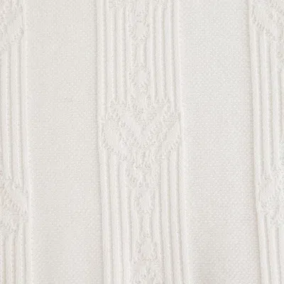 Abercrombie & Fitch Textural Striped Johnny Collar Sweater Polo In White