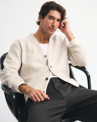 Abercrombie & Fitch Textured Cardigan In White