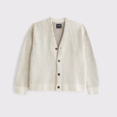 Abercrombie & Fitch Textured Cardigan In White