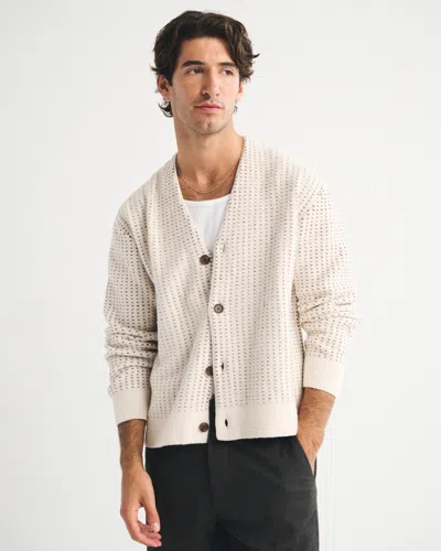 Abercrombie & Fitch Textured Cardigan In White
