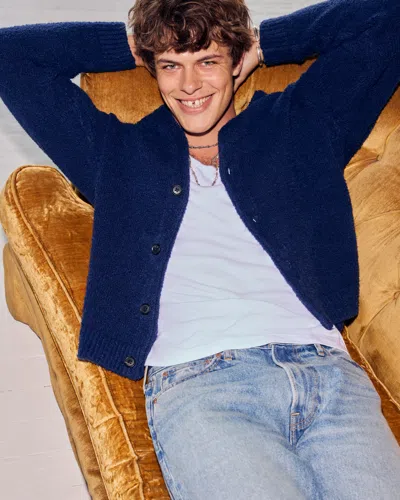 Abercrombie & Fitch Boucle Cardigan In Blue