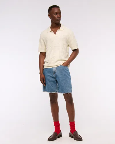 Abercrombie & Fitch Cable Patchwork Johnny Collar Sweater Polo In Brown