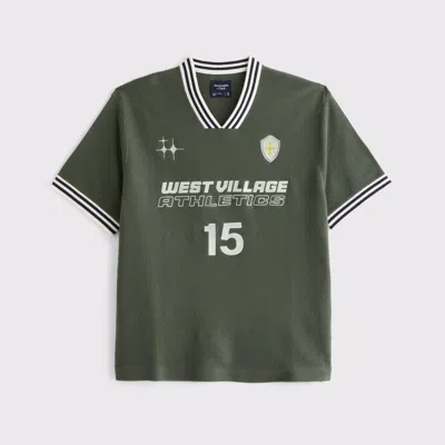 Abercrombie & Fitch West Village Soccer Jersey-inspired Sweater In Green