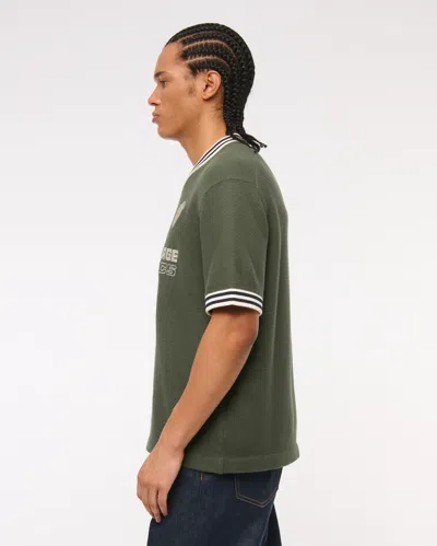 Abercrombie & Fitch West Village Soccer Jersey-inspired Sweater In Green