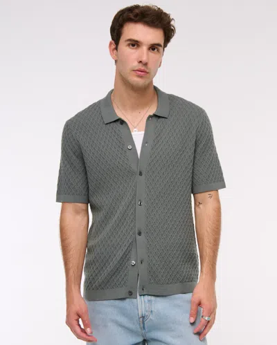 Abercrombie & Fitch Diamond Stitch Button-through Sweater Polo In Red