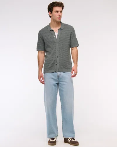 Abercrombie & Fitch Diamond Stitch Button-through Sweater Polo In Red