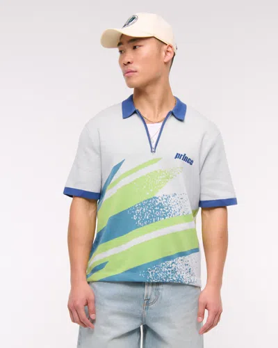 Abercrombie & Fitch Prince Tennis Zip Sweater Polo In Blue