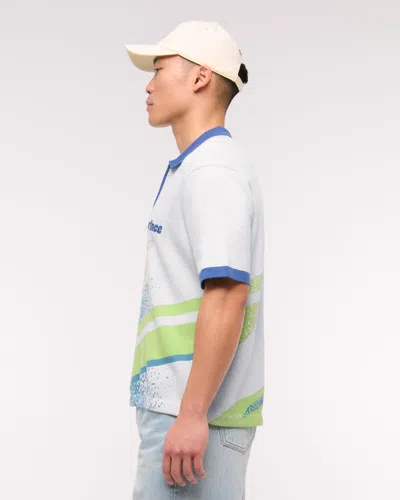 Abercrombie & Fitch Prince Tennis Zip Sweater Polo In Blue