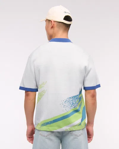 Abercrombie & Fitch Prince Tennis Zip Sweater Polo In Blue