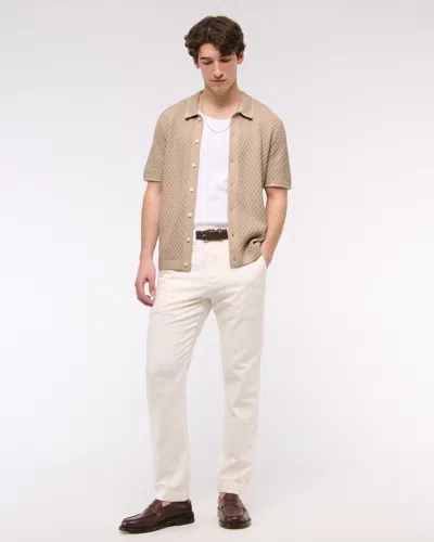 Abercrombie & Fitch Diamond Stitch Button-through Sweater Polo In Brown